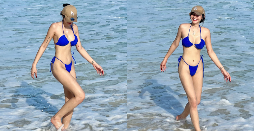 海边遇见超火辣比基尼美女完美身材称霸整个沙滩！